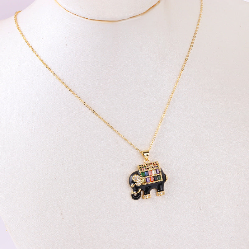 Elephant Gold Plated Zircon Necklace - PEACHY ACCESSORIES