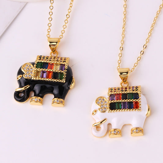 Elephant Gold Plated Zircon Necklace - PEACHY ACCESSORIES