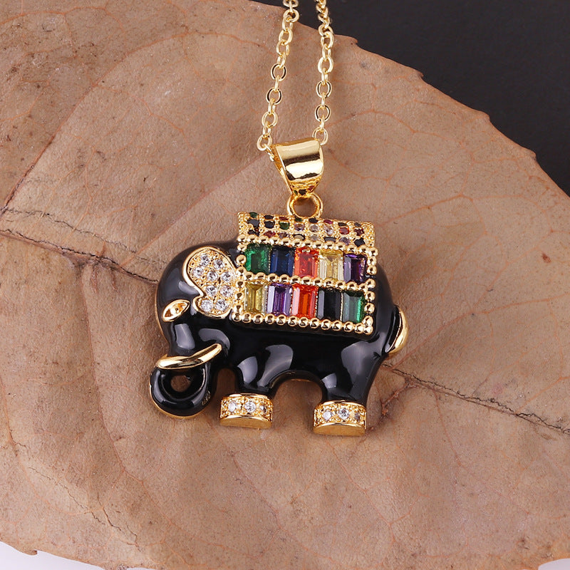 Elephant Gold Plated Zircon Necklace - PEACHY ACCESSORIES