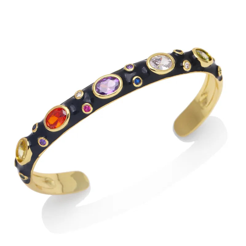 Colorful Zircon Copper 18K Gold Plated Bracelet - PEACHY ACCESSORIES