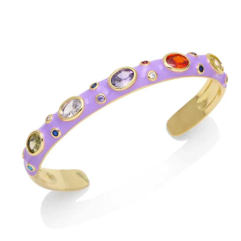 Colorful Zircon Copper 18K Gold Plated Bracelet - PEACHY ACCESSORIES