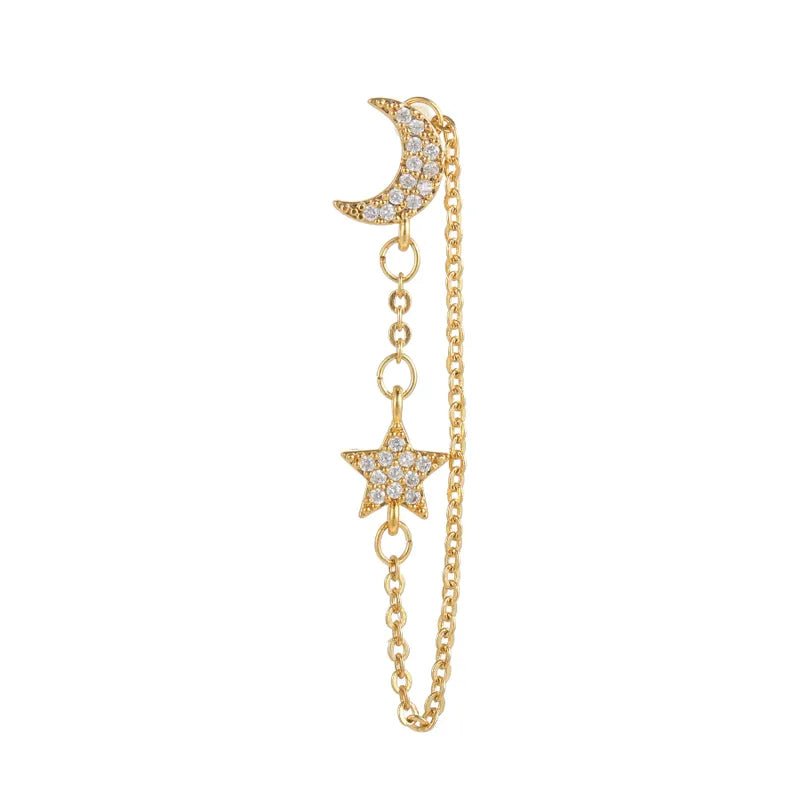 Stars Moon Gold Earrings - PEACHY ACCESSORIES
