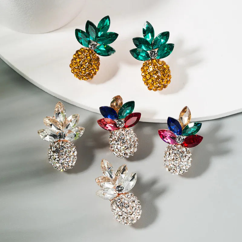 Pineapple Rhinestone Earrings 1 Pair - PEACHY ACCESSORIES