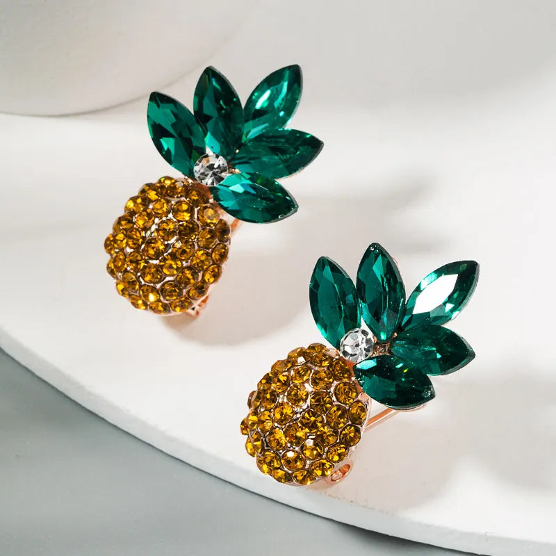 Pineapple Rhinestone Earrings 1 Pair - PEACHY ACCESSORIES