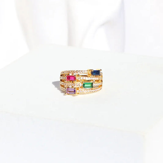 Classic Zircon 18K Gold Plated Ring