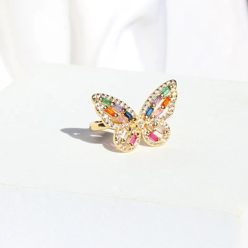 Butterfly Zircon 18K Gold Plated Ring