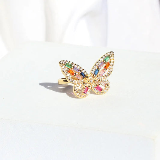 Butterfly Zircon 18K Gold Plated Ring