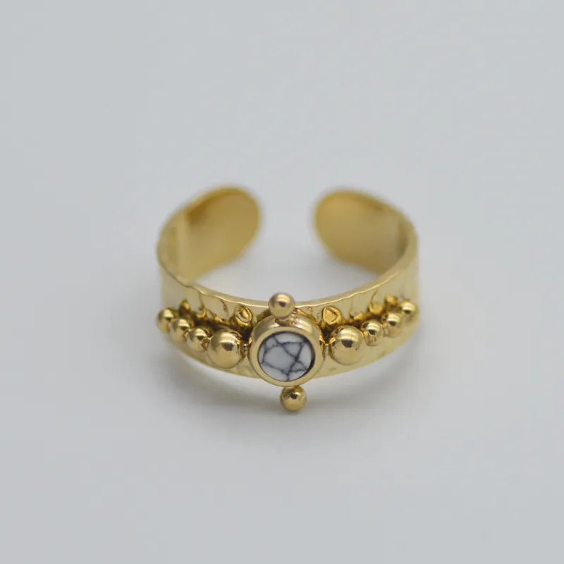 Royal White Marble 18K Gold Plated Ring
