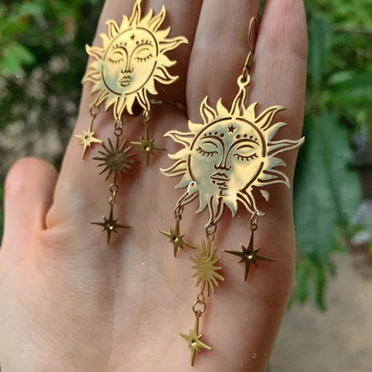 Boho Sun Earrings 18K Gold Plated