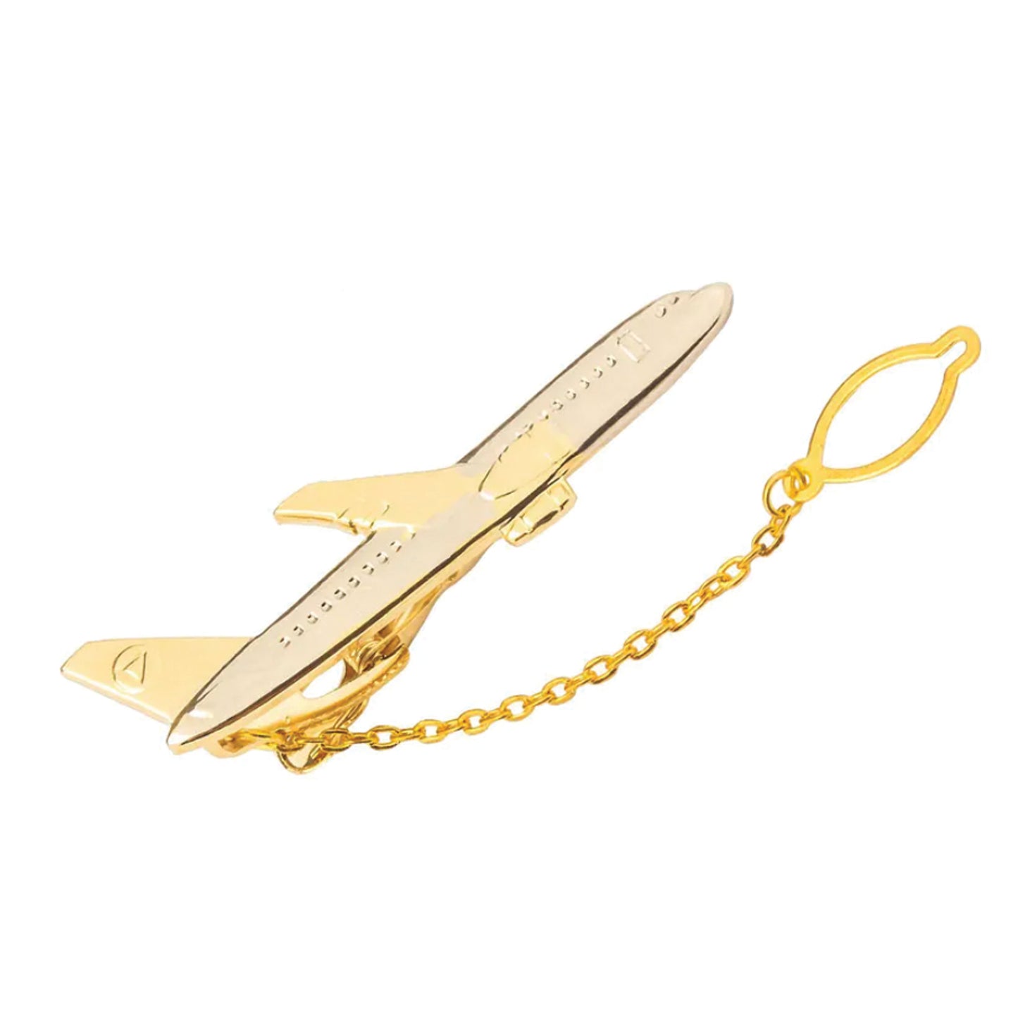 Airplane Lapel Pin with Chain - Aviation Tie Tack & Pilot Gift