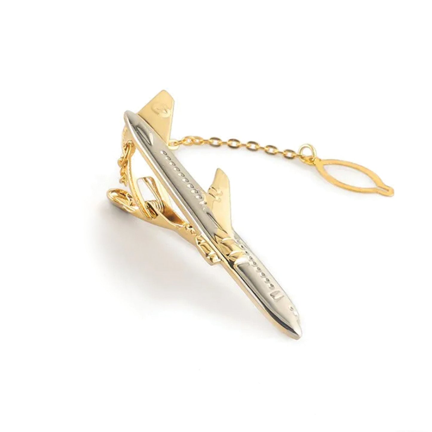 Airplane Lapel Pin with Chain - Aviation Tie Tack & Pilot Gift