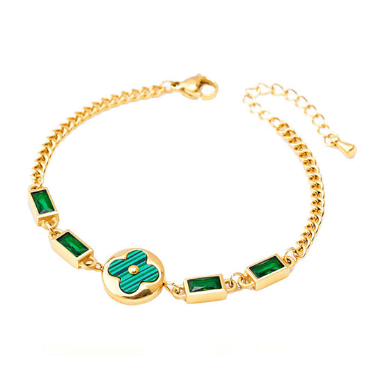 Clover Bracelet Green - 18K Gold Plated
