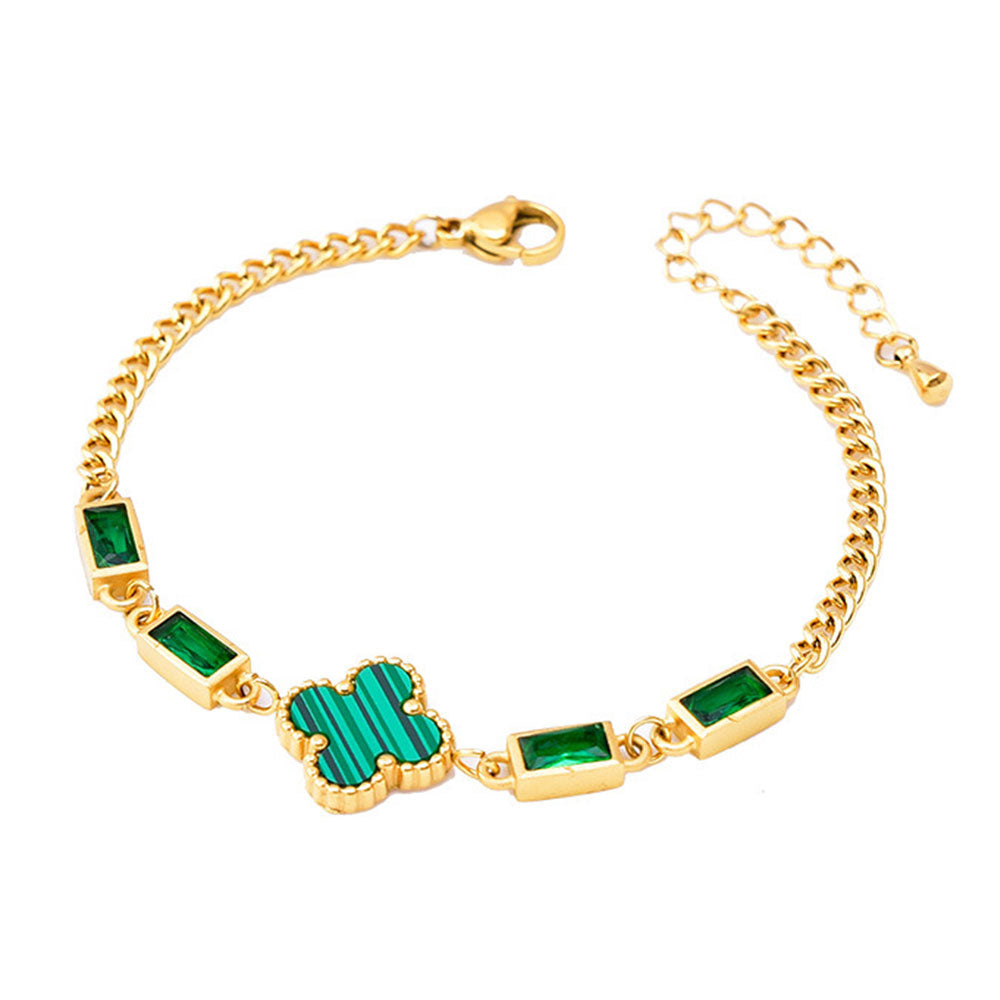 Green Clover Bracelet - 18K Gold Plated