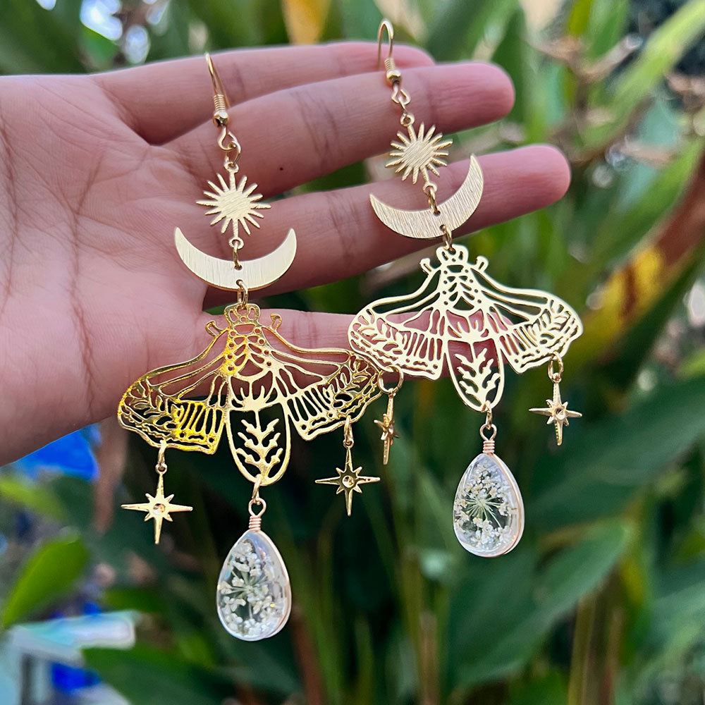 Bohemian Moth/ Bee Sun & Moon Tassel Earrings - PEACHY ACCESSORIES