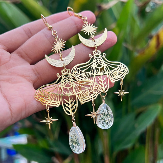 Bohemian Moth/ Bee Sun & Moon Tassel Earrings - PEACHY ACCESSORIES