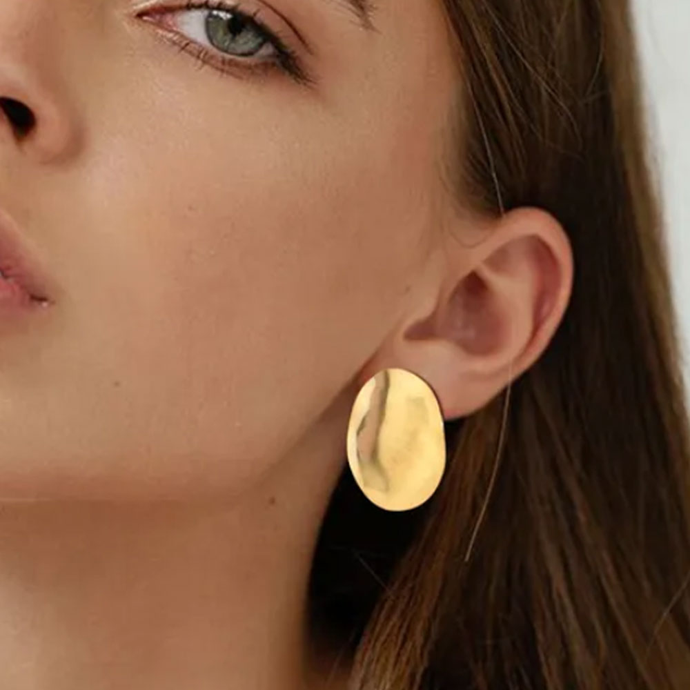 Bold Oval Statement Earring - 18K Gold Plated
