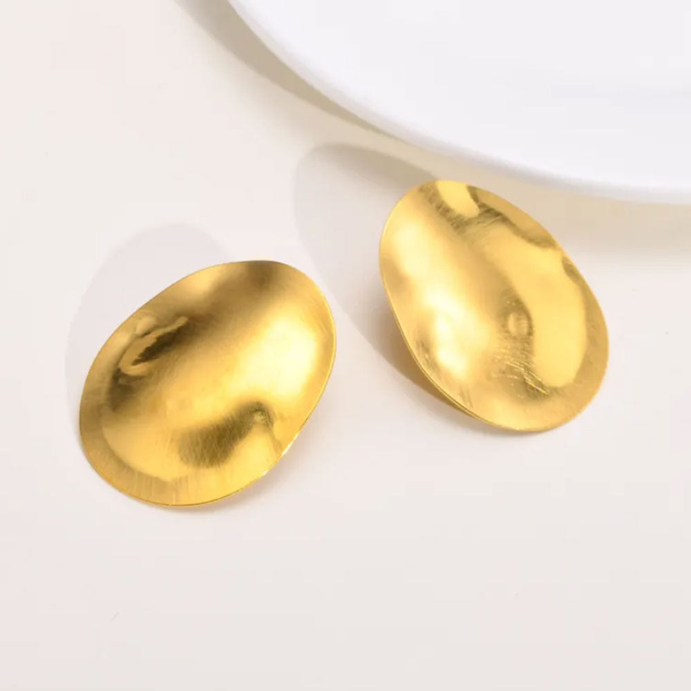 Bold Oval Statement Earring - 18K Gold Plated