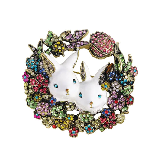 Cute Enamel Bunny Brooch