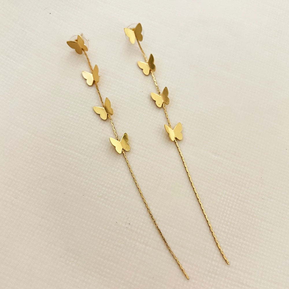 Butterfly Drop Earrings Gold Color