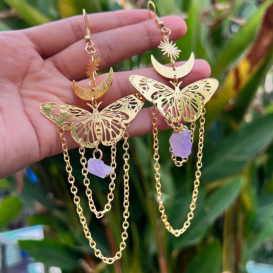 Bohemian Sun, Moon & Butterfly Tassel Earrings - PEACHY ACCESSORIES