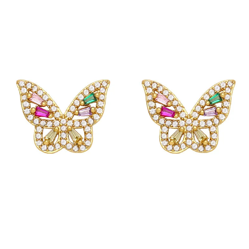 Cute Butterfly Zircon 18K Gold Plated Earring