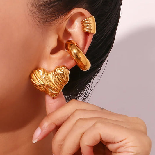 Classic Chunky Heart Earrings - 18K Gold Plated