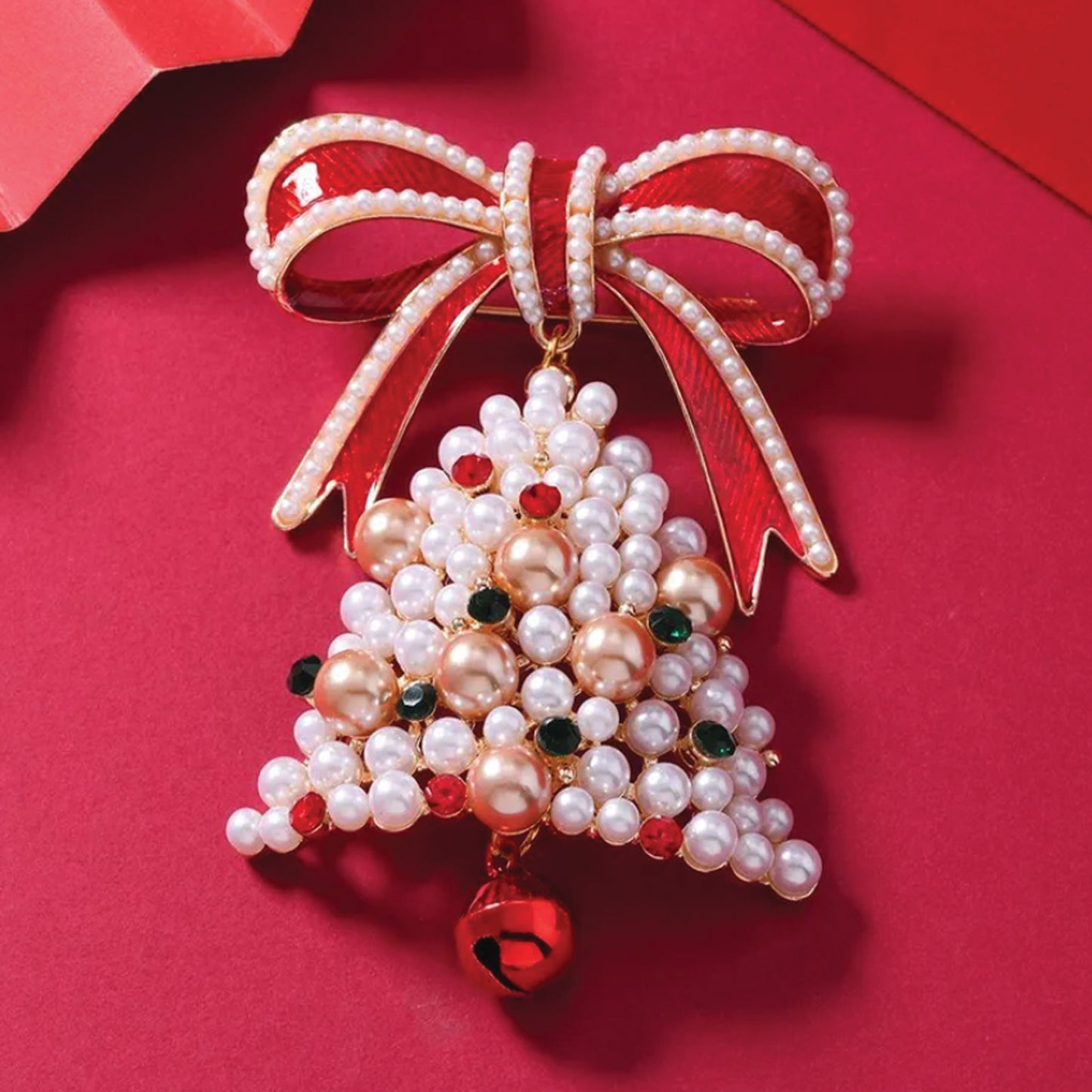 Christmas bell brooch