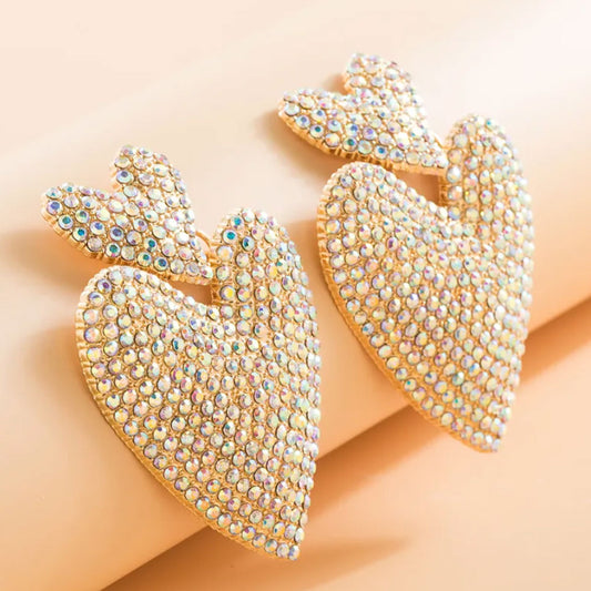 Large Iconic Dazzling Heart Earrings