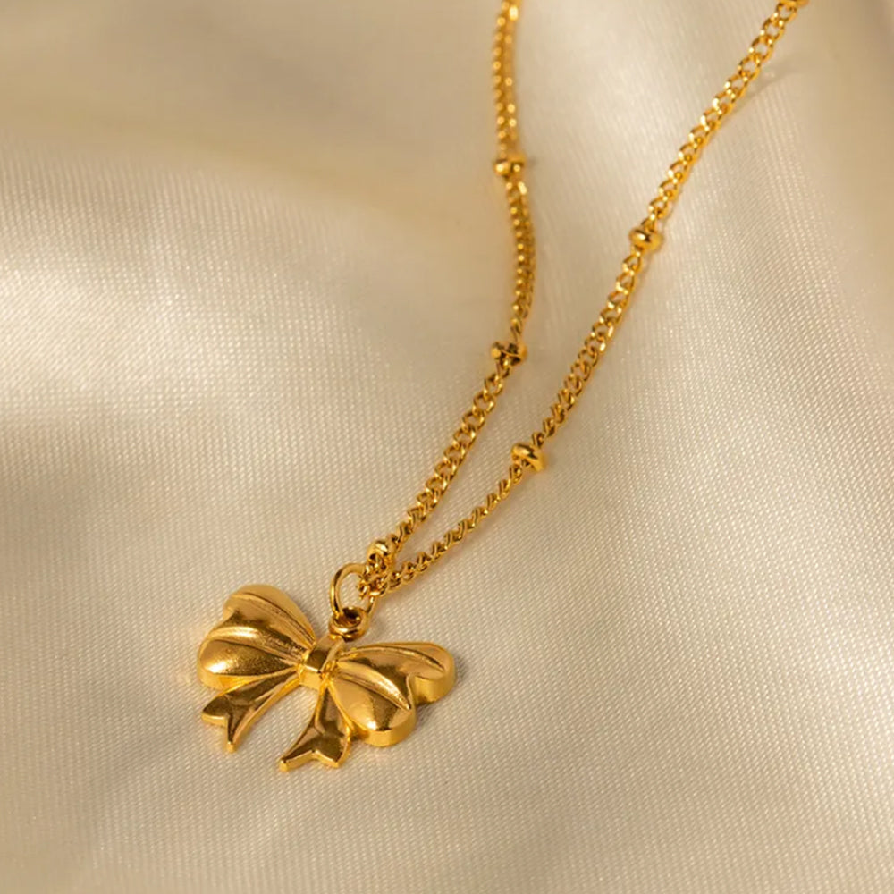 Cute Bow Necklace - 18K Gold Plated