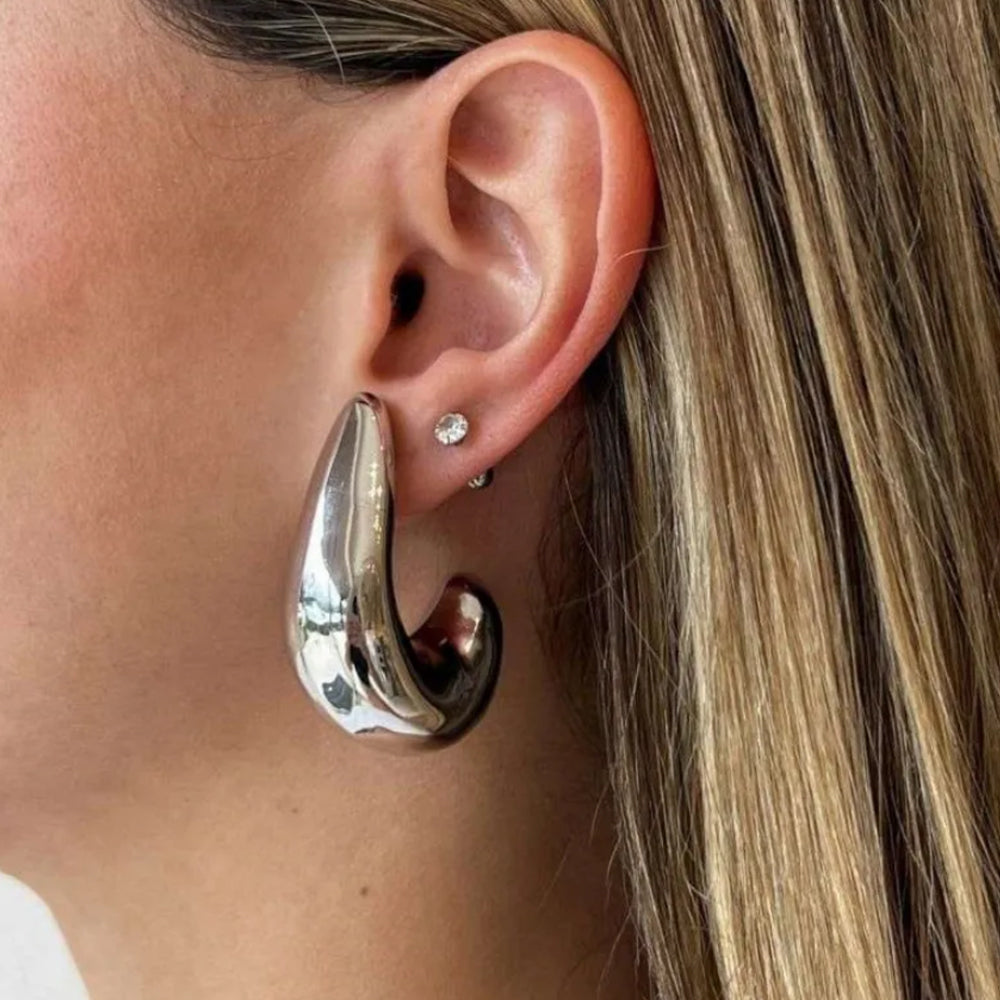 Bold Statement Earrings - Silver