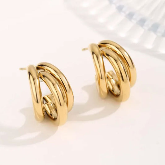 Small Triple Hoop Earring - 18K Gold Plated