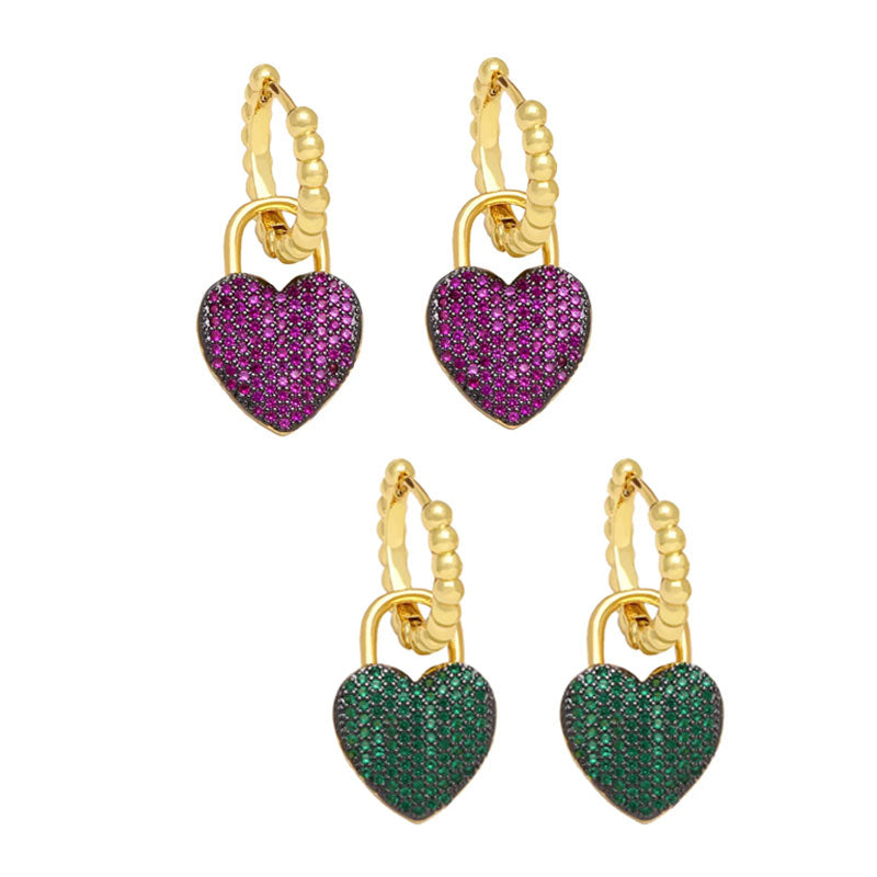 Heart Shaped Zircon 18K Gold Plated Drop Earrings 1 Pair