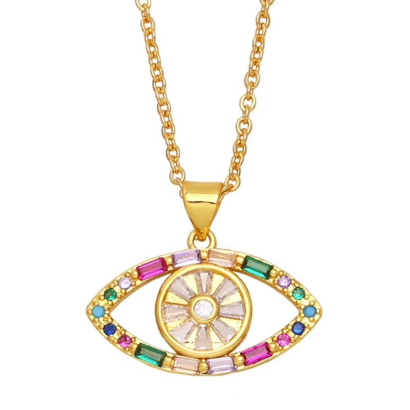 Evil Eye 18K Gold Plated Zircon Necklaces - PEACHY ACCESSORIES