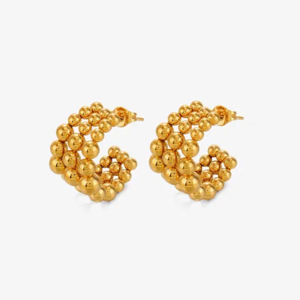 Classic Diana Stud Hoop Earrings - 18K Gold Plated