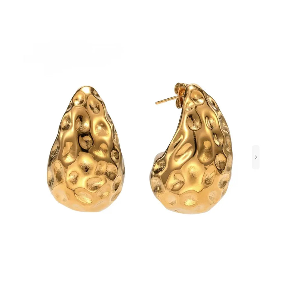 Textured Drop Earrings 18K Gold Plated