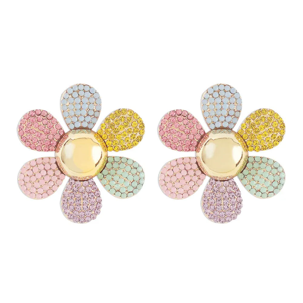 Large Colourful Flower Statement Earrings