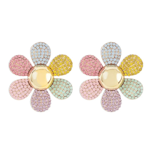 Large Colourful Flower Statement Earrings