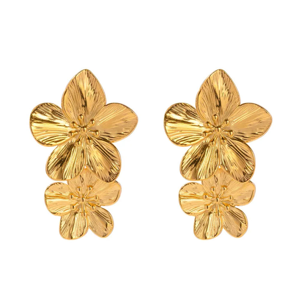 Elegant Floral Earrings - 18K Gold Plated
