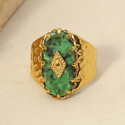 Royal Green Boho Ring - 18K Gold Plated