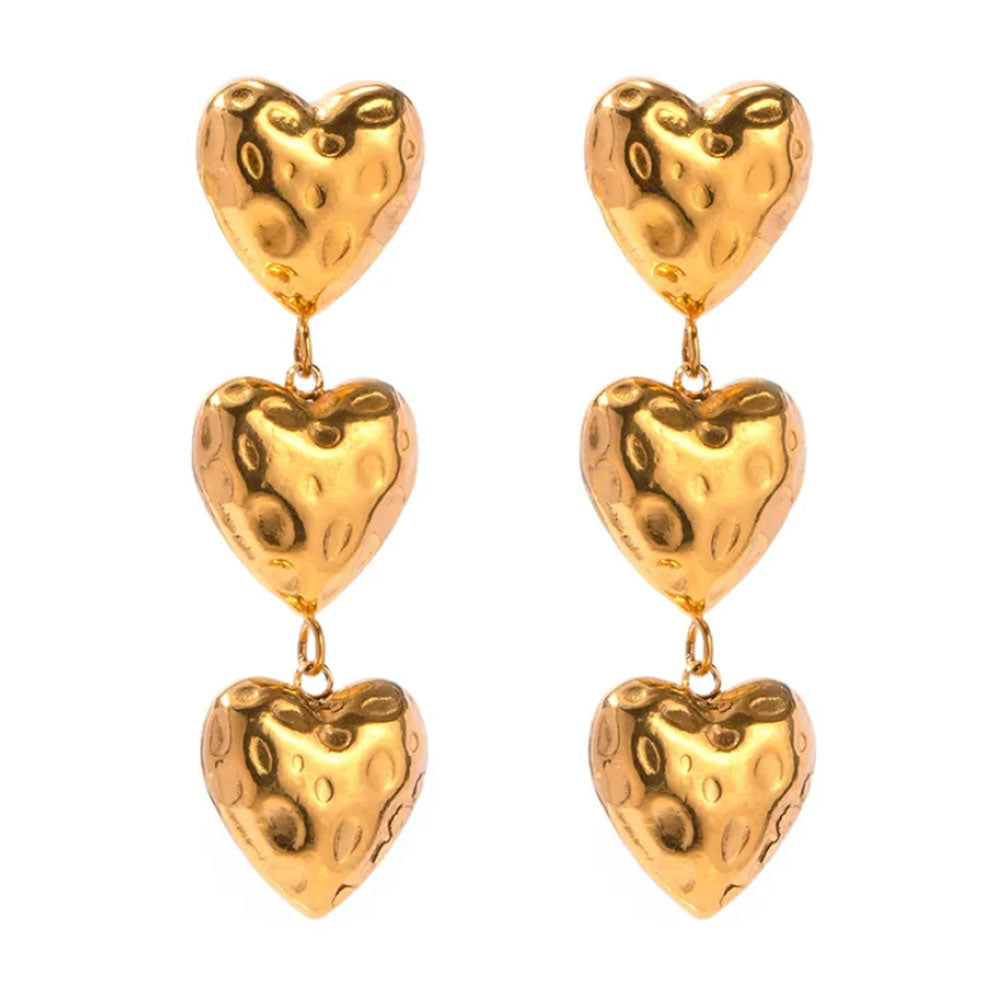 Classic Textured Heart Earring - 18K Gold Plated