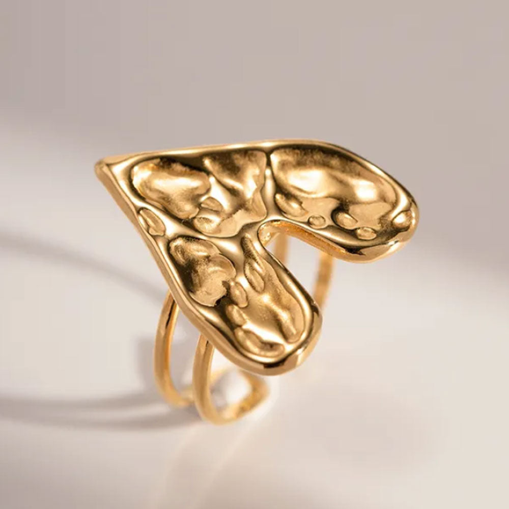 Classic Chunky Heart Ring - 18K Gold Plated