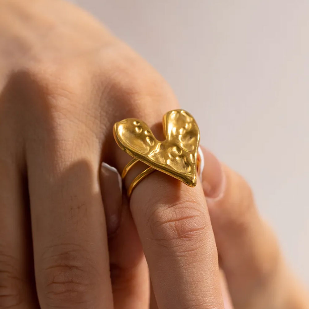 Classic Chunky Heart Ring - 18K Gold Plated