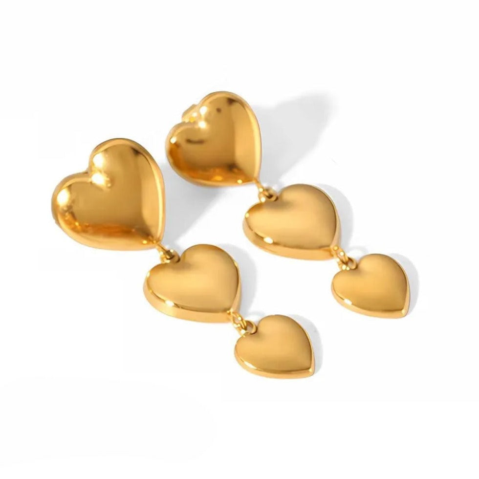 Classic Heart Drop Earrings 18K Gold Plated - PEACHY ACCESSORIES