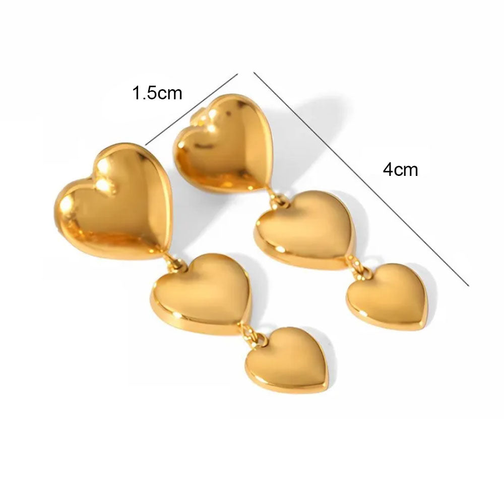 Classic Heart Drop Earrings 18K Gold Plated