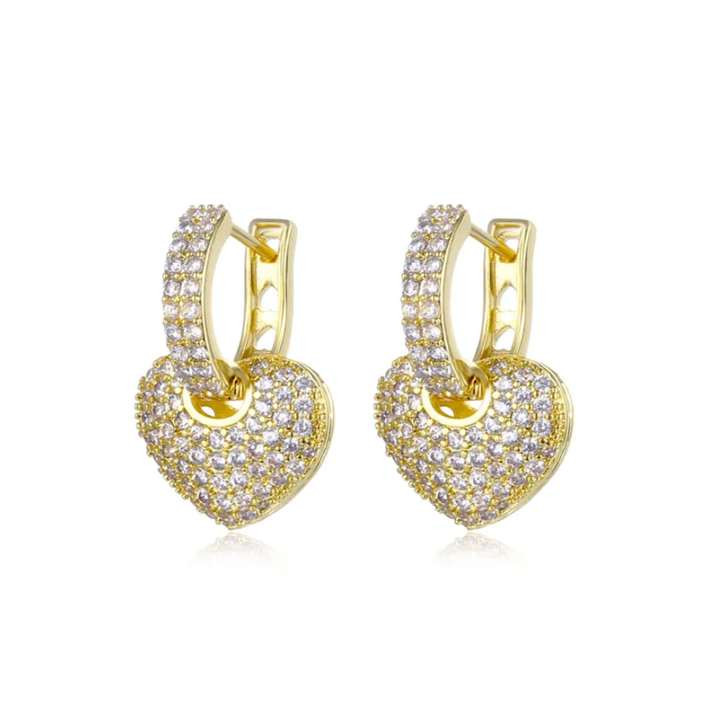 Heart Shaped Hoop Earrings 18K Gold Plated