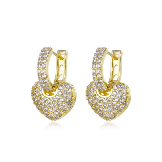 Heart Shaped Hoop Earrings 18K Gold Plated