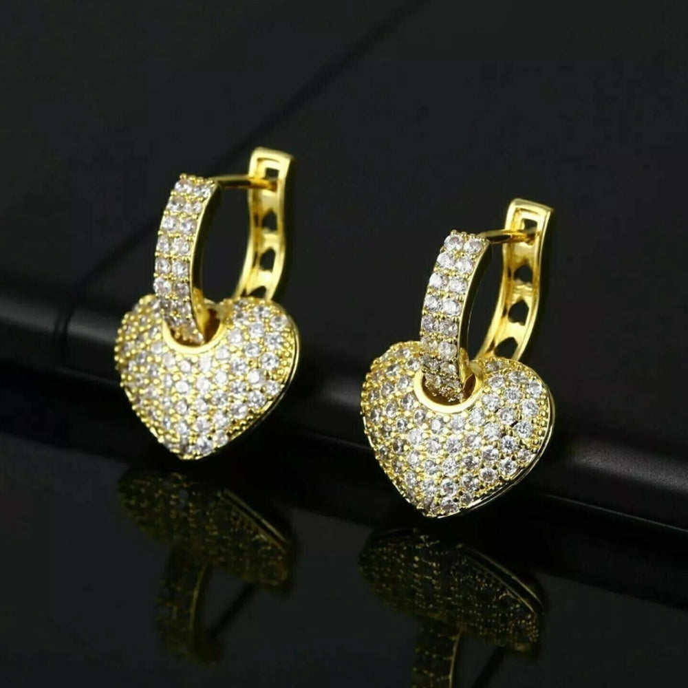 Heart Shaped Hoop Earrings 18K Gold Plated