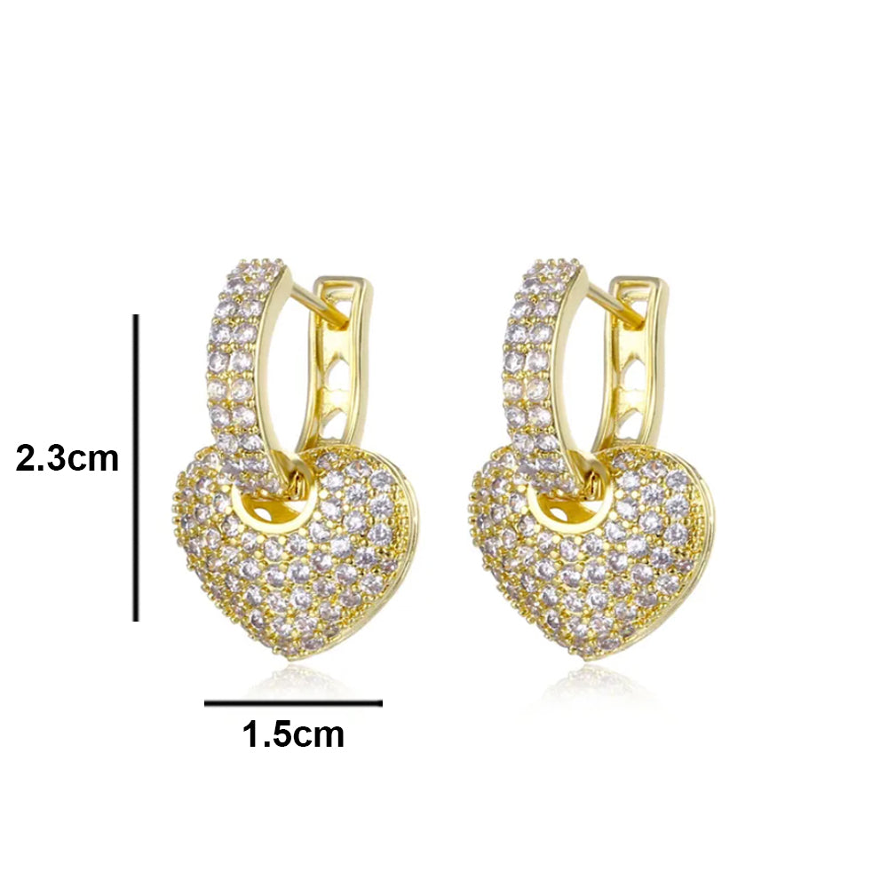 Heart Shaped Hoop Earrings 18K Gold Plated