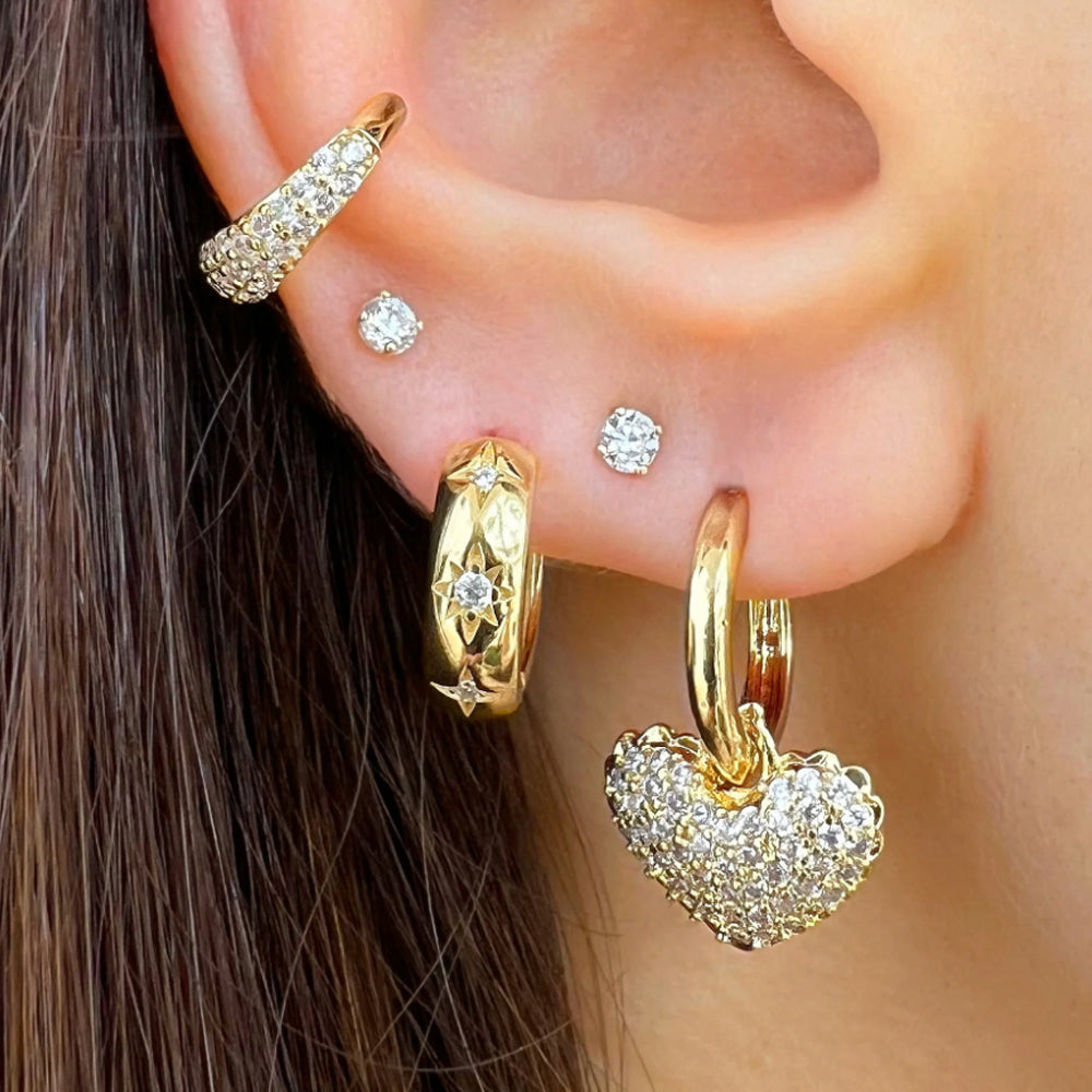 Cute Heart Hoop Earrings 18K Gold Plated