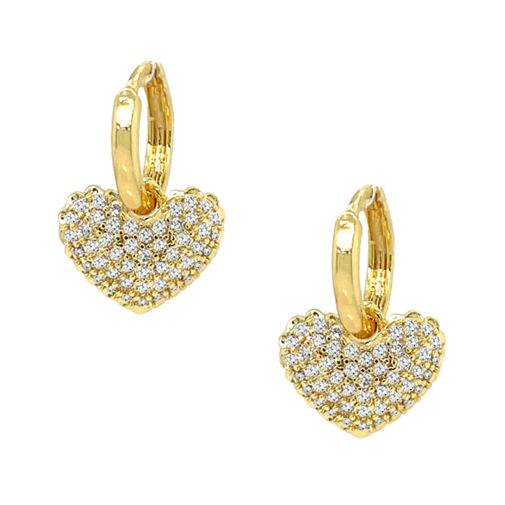 Cute Heart Hoop Earrings 18K Gold Plated